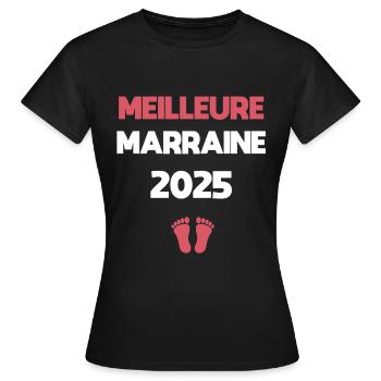 marraine meilleure 2025 annonce grossesse - T-shirt Femme - noir - Devant - AI Model Female 172 dark (172cm)