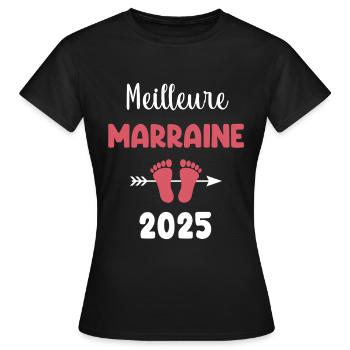 meilleure marraine 2025 annonce grossesse - T-shirt Femme - noir - Devant - AI Model Female 172 dark (172cm)