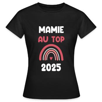 2025 Oma an der Spitze der Schwangerschaftsankündigung - Frauen T-Shirt - Schwarz - Vorne - AI Model Female 172 dark (172cm)