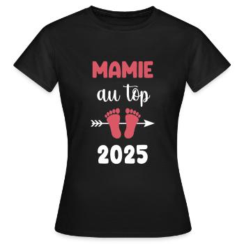 au top mamie 2025 annonce grossesse - T-shirt Femme - noir - Devant - AI Model Female 172 dark (172cm)