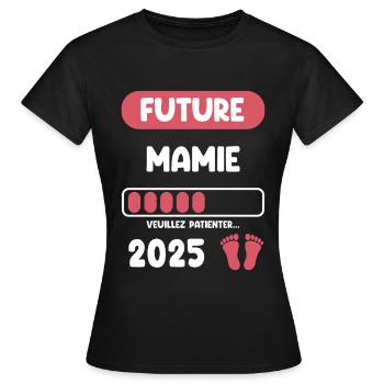 future 2025 mamie annonce grossesse - T-shirt Femme - noir - Devant - AI Model Female 172 dark (172cm)