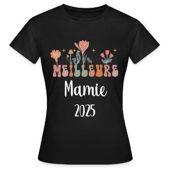 Oma 2025 Beste Blumen Schwangerschaft Ankündigung - Frauen T-Shirt - Schwarz - Vorne - AI Model Female 172 dark (172cm)