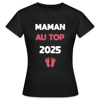 Mama an der Spitze der Schwangerschaftsankündigung 2025 - Frauen T-Shirt - Schwarz - Vorne - AI Model Female 172 dark (172cm)