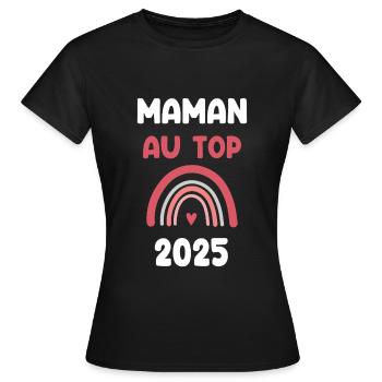 2025 maman au top annonce grossesse - T-shirt Femme - noir - Devant - AI Model Female 172 dark (172cm)