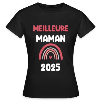 2025 maman meilleure annonce grossesse - T-shirt Femme - noir - Devant - AI Model Female 172 dark (172cm)