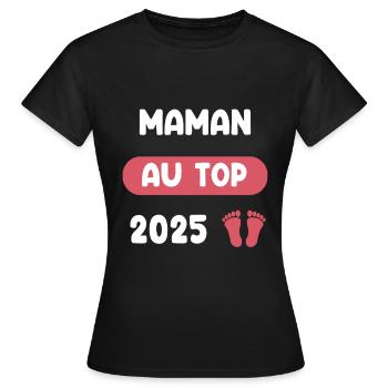 au top 2025 maman annonce grossesse - T-shirt Femme - noir - Devant - AI Model Female 172 dark (172cm)