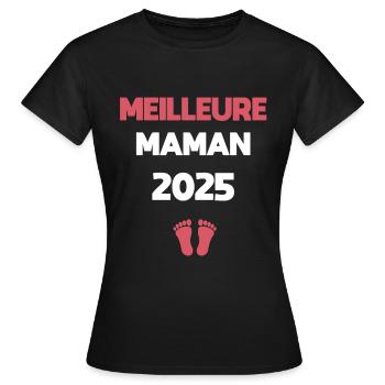 maman meilleure 2025 annonce grossesse - T-shirt Femme - noir - Devant - AI Model Female 172 dark (172cm)