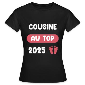 Top 2025 Cousin Pregnancy Announcement - Women's T-Shirt - black - Front - AI Model Female 172 dark (172cm)