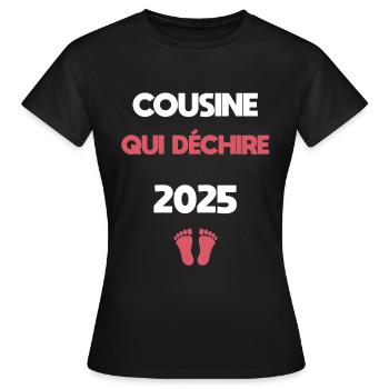 cousine qui déchire 2025 annonce grossesse - T-shirt Femme - noir - Devant - AI Model Female 172 dark (172cm)
