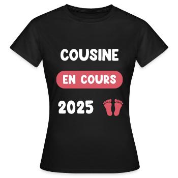 Ongoing 2025 Cousin Announces Pregnancy - Women's T-Shirt - black - Front - AI Model Female 172 dark (172cm)
