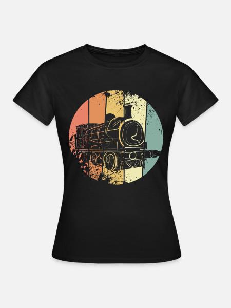 Lokomotive retro - Frauen T-Shirt - Schwarz