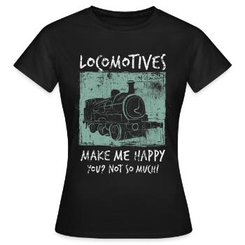 Lokomotive - Frauen T-Shirt - Schwarz - Vorne - AI Model Female 172 dark (172cm)