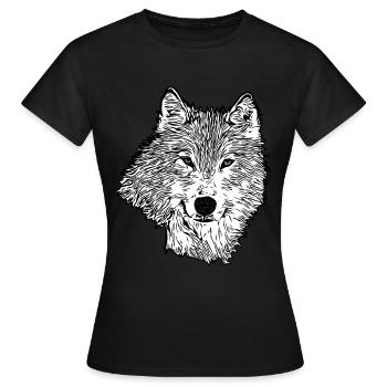 Wolf face imprint animal motif animal face - Women's T-Shirt - black - Front - AI Model Female 172 dark (172cm)