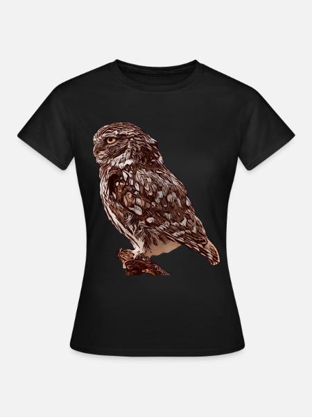 Eulen Vogelmotiv Vogel Waldtier Tiermotiv - Frauen T-Shirt - Schwarz