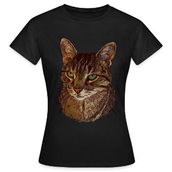 Cat motif cat cat face animal face animal - Women's T-Shirt - black - Front - AI Model Female 172 dark (172cm)