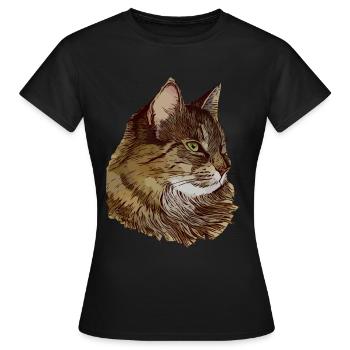Cat motif cat cat face animal face animal - Women's T-Shirt - black - Front - AI Model Female 172 dark (172cm)