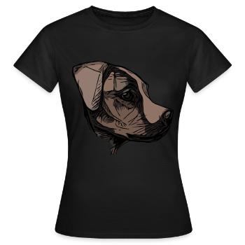 Dackel Hunde Hundemotiv Hund Tiergesicht Tier - Frauen T-Shirt - Schwarz - Vorne - AI Model Female 172 dark (172cm)