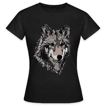 Wolf animal motif predator imprint art animal motif - Women's T-Shirt - black - Front - AI Model Female 172 dark (172cm)