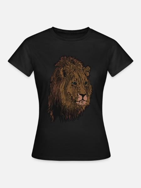 Löwen Afrika Tier Motiv Aufdruck Tiermotiv - Frauen T-Shirt - Schwarz