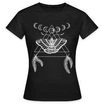Motte avec phases lunaires par Nikki-Luka - T-shirt Femme - noir - Devant - AI Model Female 172 dark (172cm)