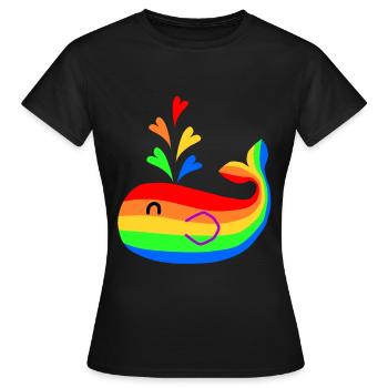 Rainbow Whale Hippie Whale Kids Cadeau - T-shirt Femme - noir - Devant - AI Model Female 172 dark (172cm)