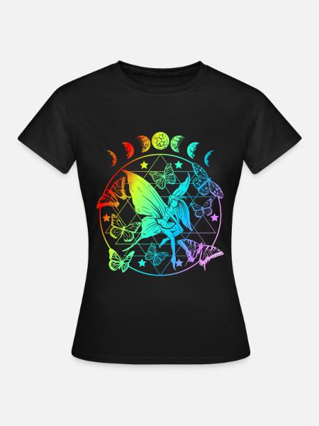 Fairy with Butterflies Elves Girl Gift - Women's T-Shirt - black