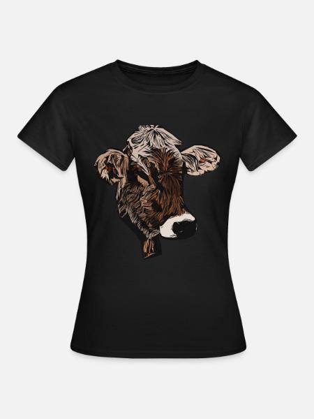 Kuhmotiv Tier Motiv cooler Aufdruck Tiermotiv - Dame-T-shirt - sort