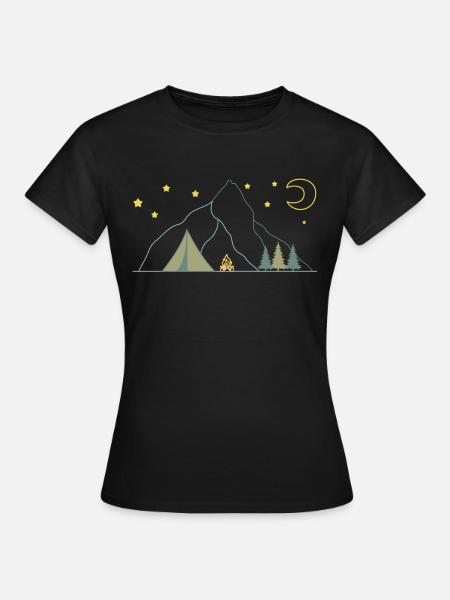 In den Bergen Zelten - Frauen T-Shirt - Schwarz