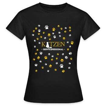 Katzen Servicepersonal Pfoten Abdrücke - Frauen T-Shirt - Schwarz - Vorne - AI Model Female 172 dark (172cm)
