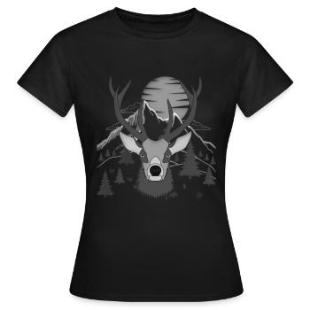 Rothirsch Geweih mit Hirschgeweih - Frauen T-Shirt - Schwarz - Vorne - AI Model Female 172 dark (172cm)
