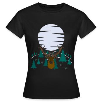 Deer Moon Antlers with Deer Antlers - Women's T-Shirt - black - Front - AI Model Female 172 dark (172cm)