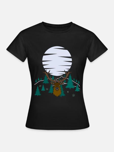 Hirsch Mond Geweih mit Hirschgeweih - Frauen T-Shirt - Schwarz