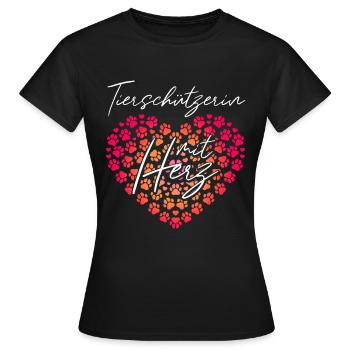 Tierschützerin mit Herz Tierrettung Tierschutz - Frauen T-Shirt - Schwarz - Vorne - AI Model Female 172 dark (172cm)
