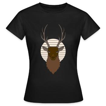 Rothirsch Geweih mit Hirschgeweih - Frauen T-Shirt - Schwarz - Vorne - AI Model Female 172 dark (172cm)