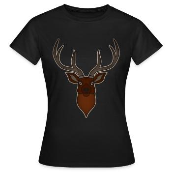 Rothirsch Geweih mit Hirschgeweih - Frauen T-Shirt - Schwarz - Vorne - AI Model Female 172 dark (172cm)
