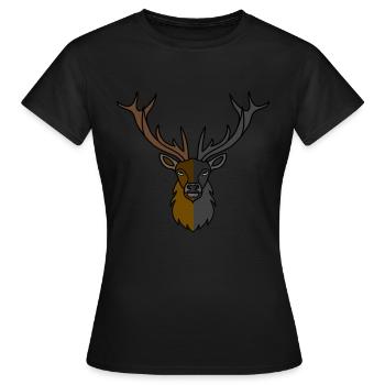 Rothirsch Geweih mit Hirschgeweih - Frauen T-Shirt - Schwarz - Vorne - AI Model Female 172 dark (172cm)
