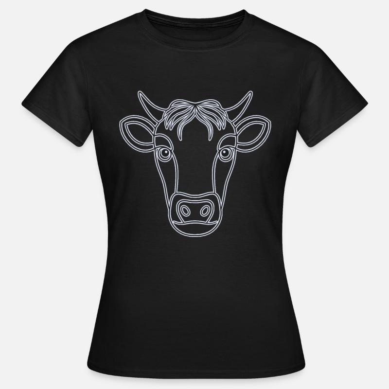 Farmer Beef Animal Head Motif Estampado con Toro - Camiseta mujer - negro