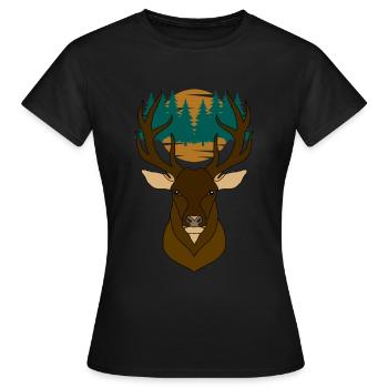 Rothirsch Geweih mit Hirschgeweih - Frauen T-Shirt - Schwarz - Vorne - AI Model Female 172 dark (172cm)