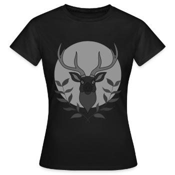 Rothirsch Geweih mit Hirschgeweih - Frauen T-Shirt - Schwarz - Vorne - AI Model Female 172 dark (172cm)