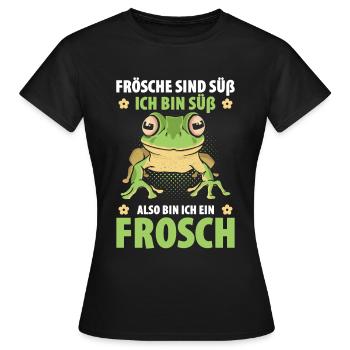 Frösche Sind Süß Ich Bin Süß Also Bin Ich Ein Fros - Frauen T-Shirt - Schwarz - Vorne - AI Model Female 172 dark (172cm)