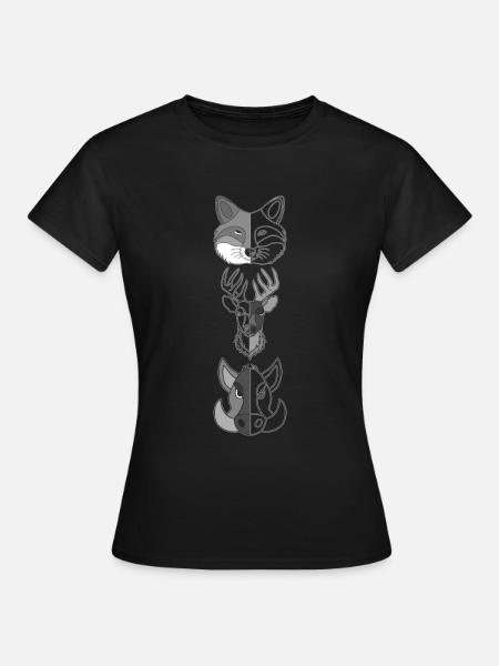 Fuchs Hirsch Wildschein Waldtier Design - Frauen T-Shirt - Schwarz