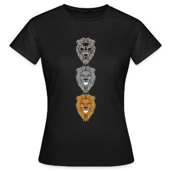Lion Animal Head Predator Animal Motif with Wildlife - Women's T-Shirt - black - Front - AI Model Female 172 dark (172cm)