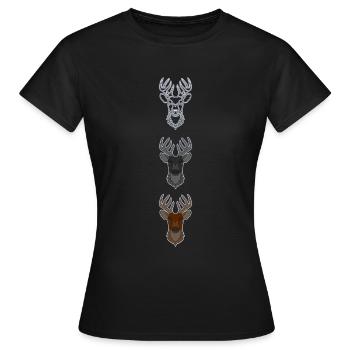 Bois de cerf rouge avec bois de cerf - T-shirt Femme - noir - Devant - AI Model Female 172 dark (172cm)