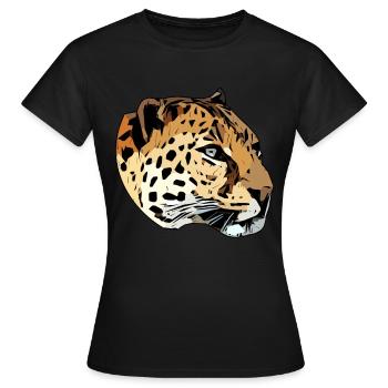 Leopard animal head predator animal motif with wild animals - Women's T-Shirt - black - Front - AI Model Female 172 dark (172cm)