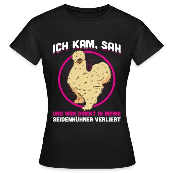 War Direkt In Meine Seidenhühner Verliebt - Frauen T-Shirt - Schwarz - Vorne - AI Model Female 172 dark (172cm)