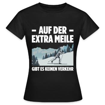 Auf Der Extra Meile Gibt Es Keinen Verkehr Skilang - Frauen T-Shirt - Schwarz - Vorne - AI Model Female 172 dark (172cm)