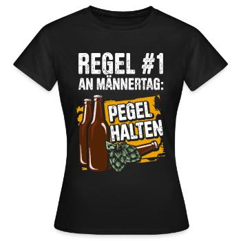 Regel #1 An Männertag: Pegel Halten Bier Trinken - Frauen T-Shirt - Schwarz - Vorne - AI Model Female 172 dark (172cm)