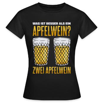 Was ist besser als ein Apfelwein? Zwei Apfelwein G - Frauen T-Shirt - Schwarz - Vorne - AI Model Female 172 dark (172cm)