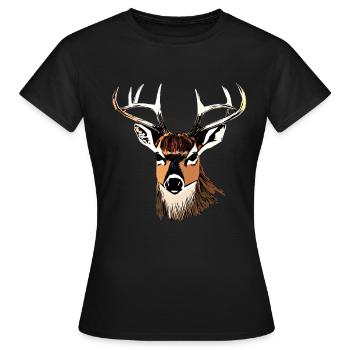 Rothirsch Geweih mit Hirschgeweih - Frauen T-Shirt - Schwarz - Vorne - AI Model Female 172 dark (172cm)