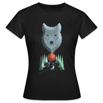 Wolf head animal motif print with wolf - Women's T-Shirt - black - Front - AI Model Female 172 dark (172cm)